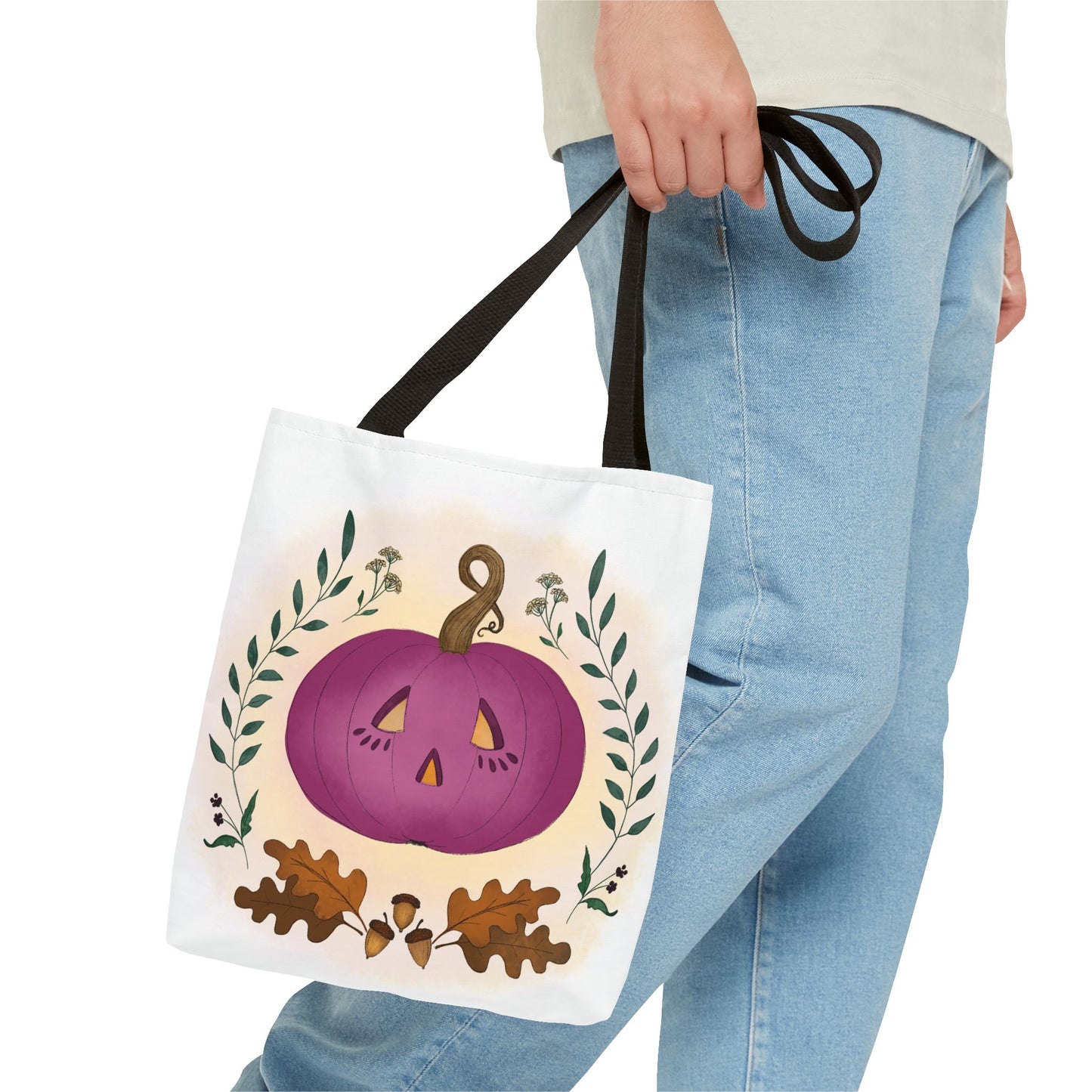 Autumn Pumpkin Vine Halloween Tote Bag