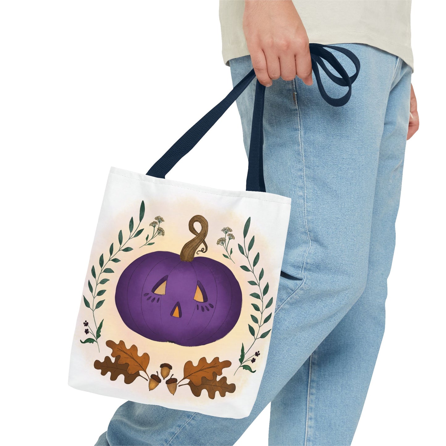 Autumn Pumpkin Vine Halloween Tote Bag