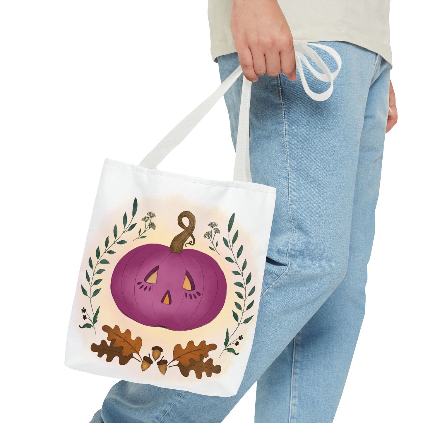 Autumn Pumpkin Vine Halloween Tote Bag