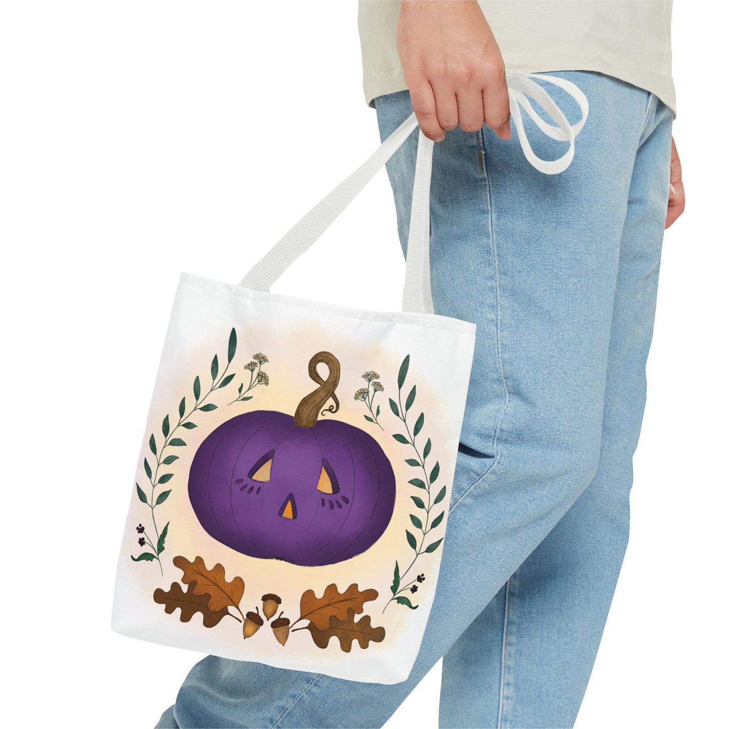 Autumn Pumpkin Vine Halloween Tote Bag