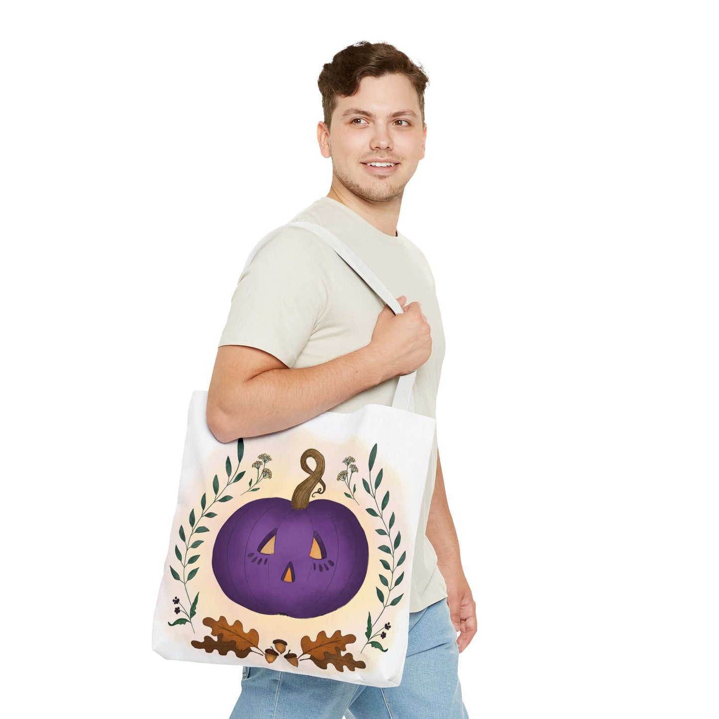 Autumn Pumpkin Vine Halloween Tote Bag