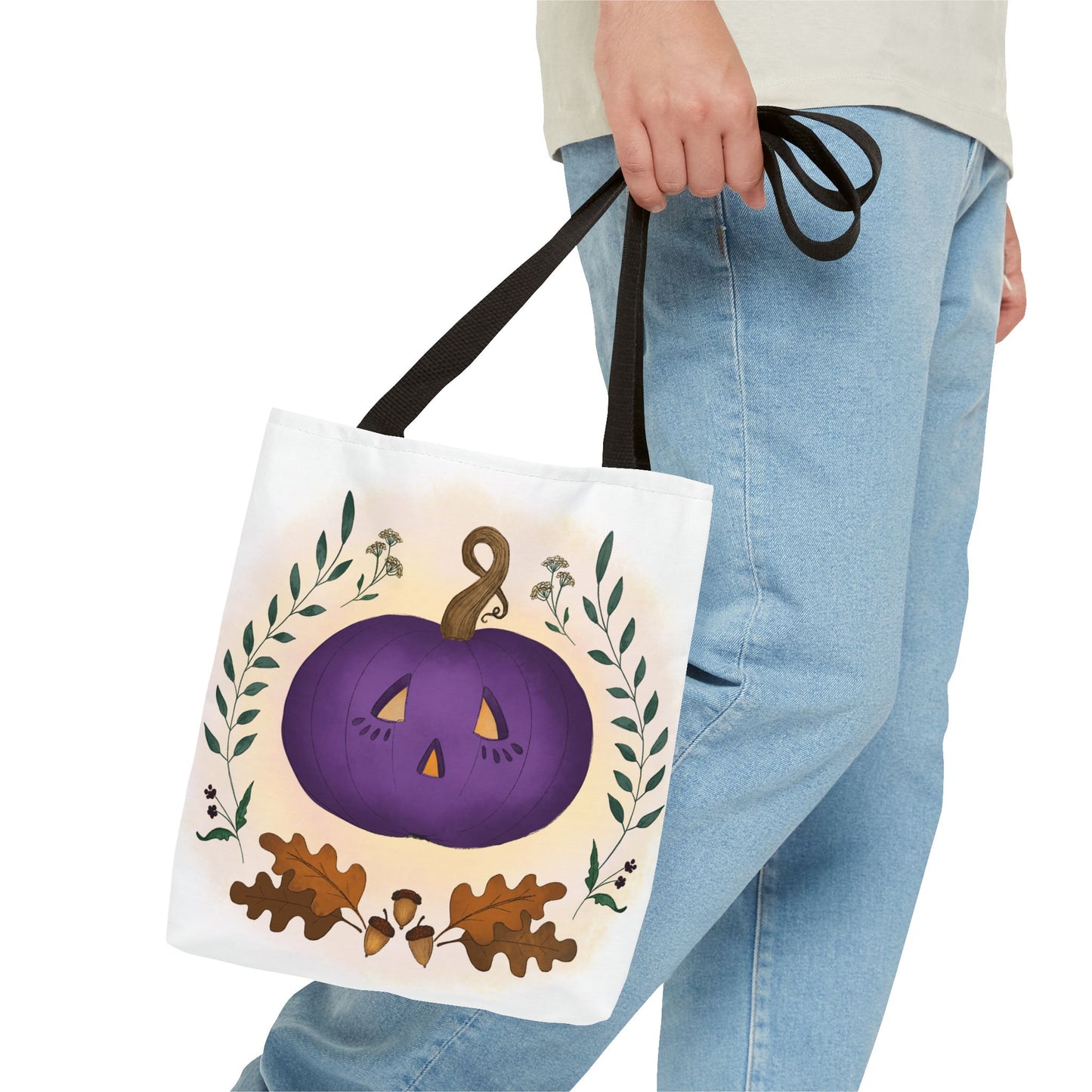 Autumn Pumpkin Vine Halloween Tote Bag